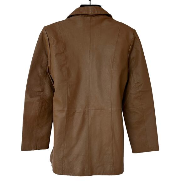 Vintage Dialogue Blazer Brown Leather Jacket Coat Women's Size XS Extra Small - Picture 2 of 10